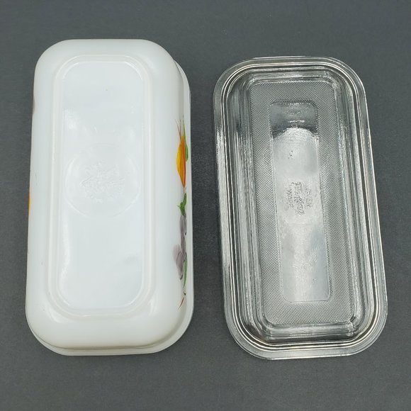 Fire King Gay Fad Refrigerator Dish with Lid Anchor Hocking Rectangular Fridgie - Picture 4 of 9